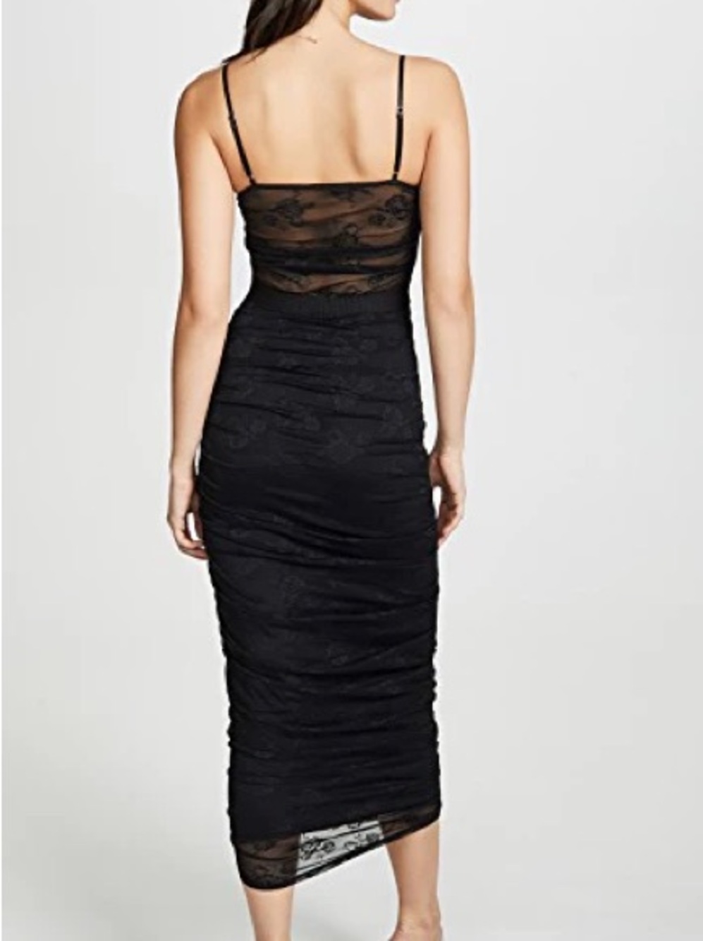 For Love & Lemons Black Ruched Cutout Midi Dress - Picture 3 of 6